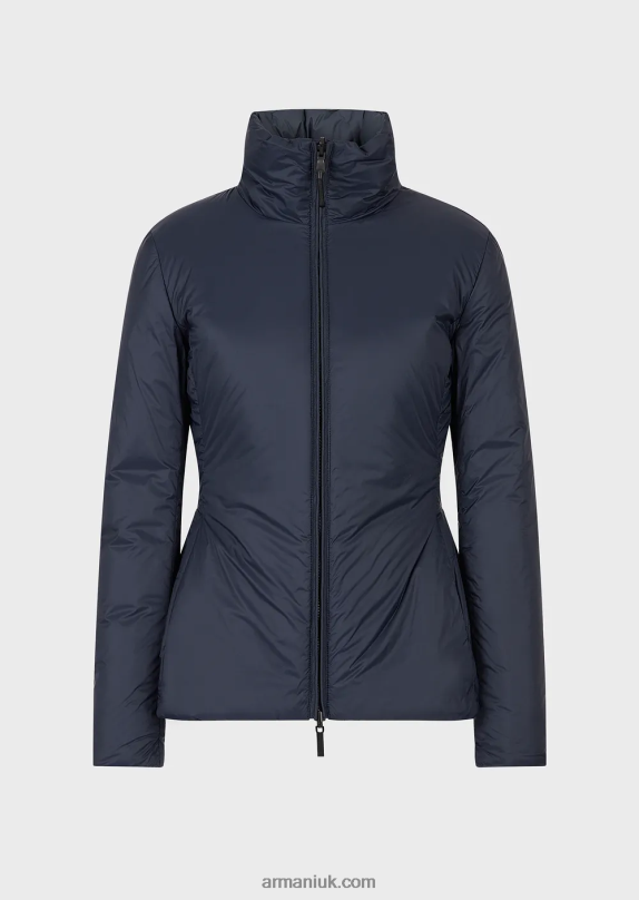 Water-Repellent Reversible Nylon Down Jacket With Recycled Down Women VP6Z8239 Armani Navy Blue