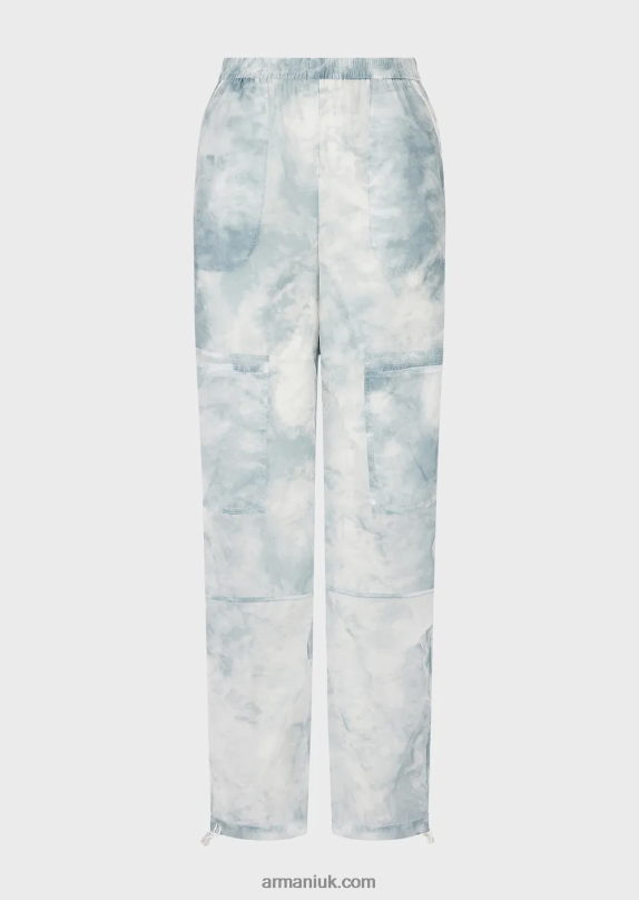 Cargo Trousers In Sky-Effect Gradient Print Nylon Women VP6Z8268 Armani Pattern