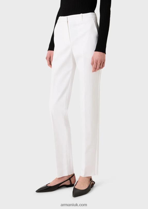 Stretch Couture-Cotton Slim Trousers Women VP6Z8291 Armani White