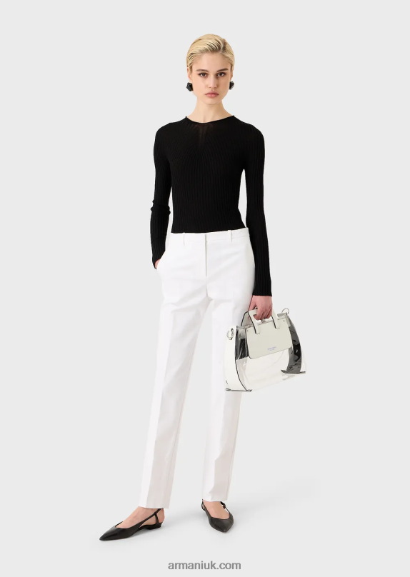 Stretch Couture-Cotton Slim Trousers Women VP6Z8291 Armani White