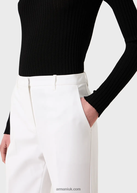 Stretch Couture-Cotton Slim Trousers Women VP6Z8291 Armani White