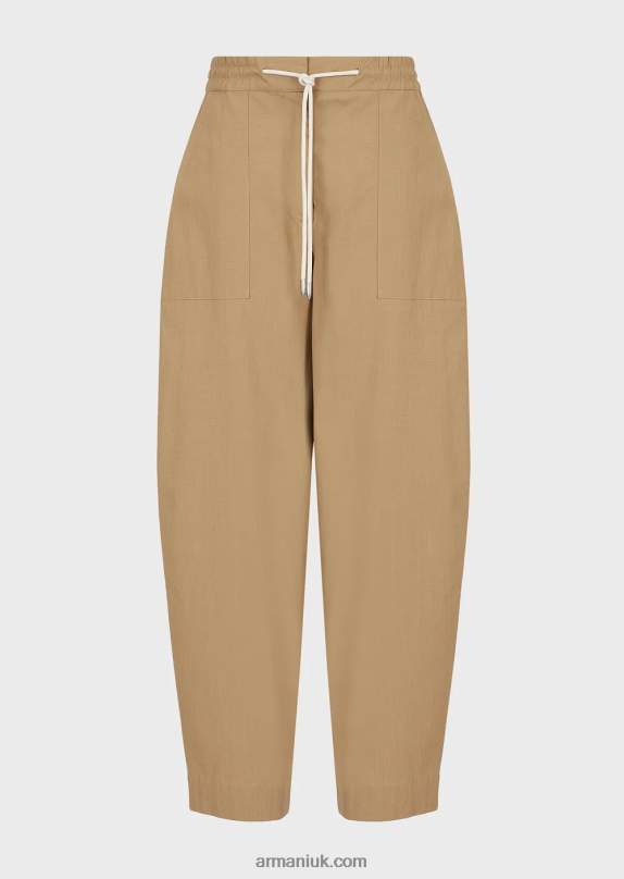 Sustainable Collection Organic Ripstop 7/8 Drawstring Trousers Women VP6Z8323 Armani Caramello