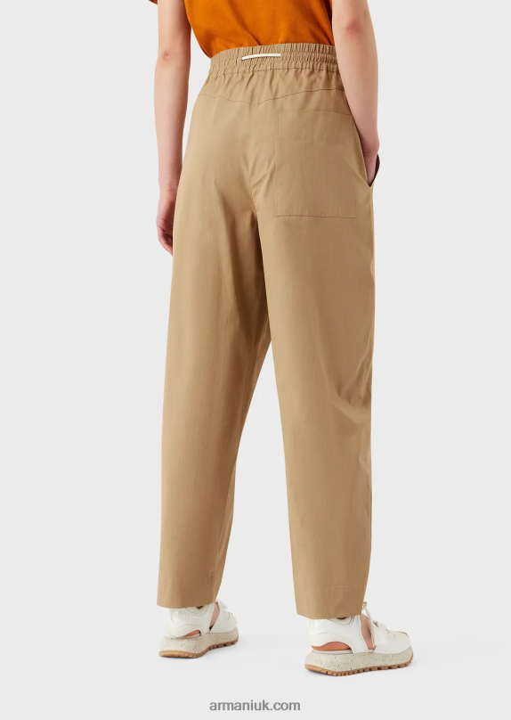 Sustainable Collection Organic Ripstop 7/8 Drawstring Trousers Women VP6Z8323 Armani Caramello
