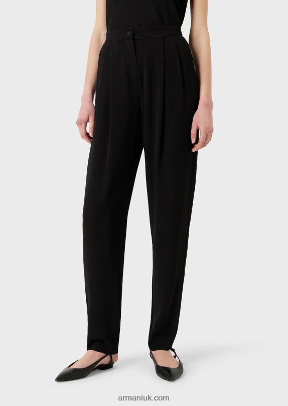 Trousers With Darts And Piping In Granite Fabric Women VP6Z8258 Armani Black