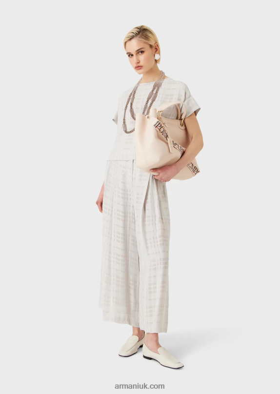 Check Viscose Top With Buttons At The Back Women VP6Z8350 Armani Grigio Acqua