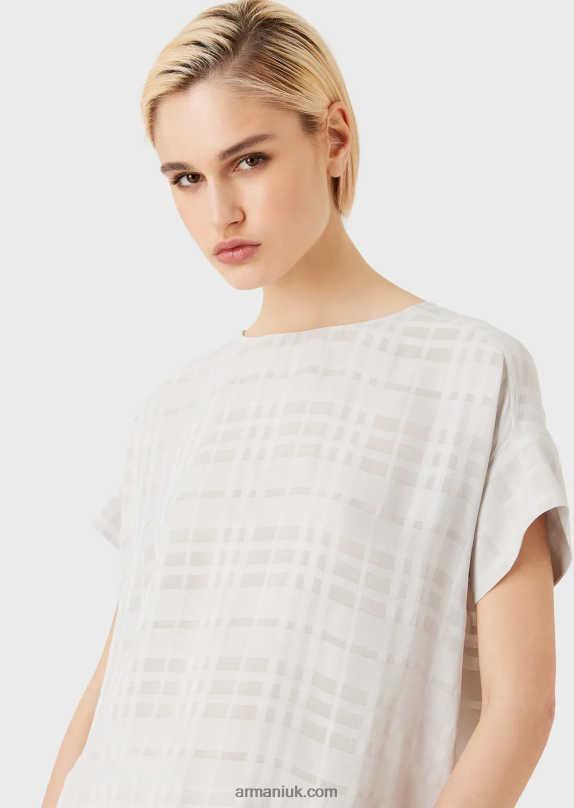 Check Viscose Top With Buttons At The Back Women VP6Z8350 Armani Grigio Acqua