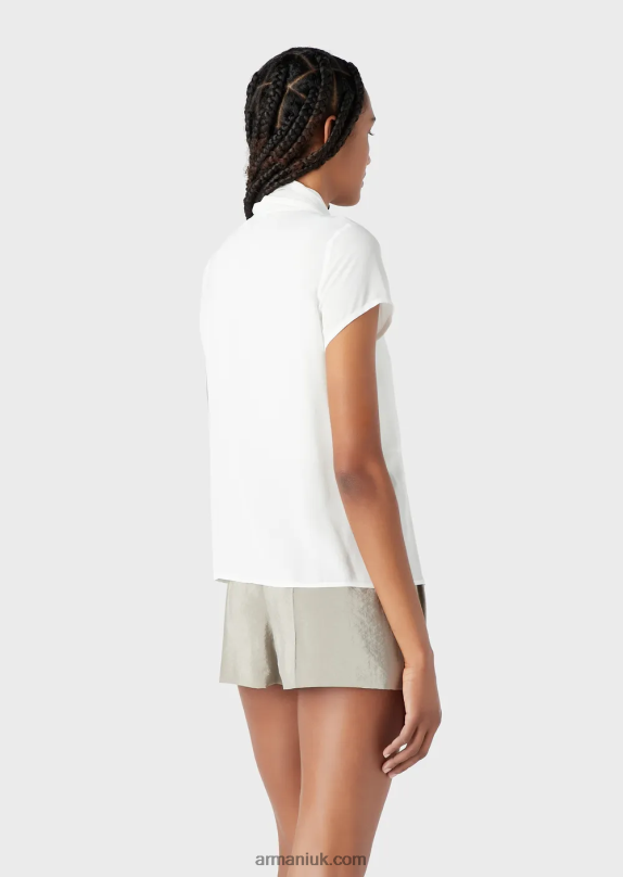 Foulard-Collar Blouse With Viscose Crepe Top Women VP6Z8352 Armani White