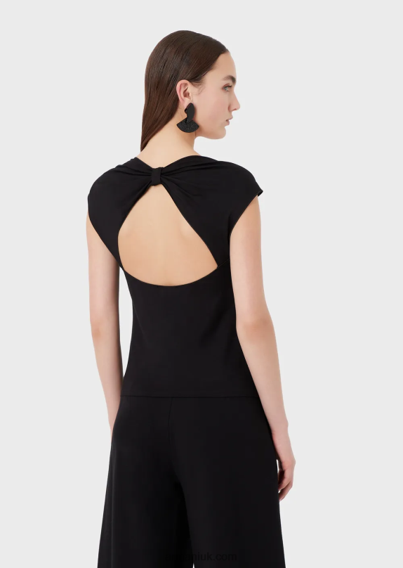 Viscose-Jersey Top With Oversized Bow Women VP6Z8355 Armani White