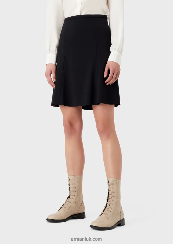 Barathea-Wool Flared Skirt Women VP6Z8338 Armani Navy Blue