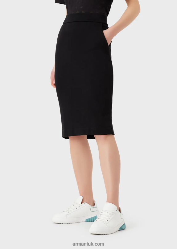 French Terry Pencil Midi Skirt With Logo Tape Women VP6Z8331 Armani