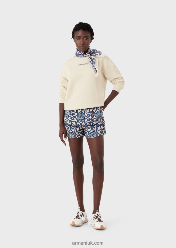 Sustainable Collection Soft Organic-Cotton Sweatshirt With Oversized Print Women VP6Z8424 Armani Beige