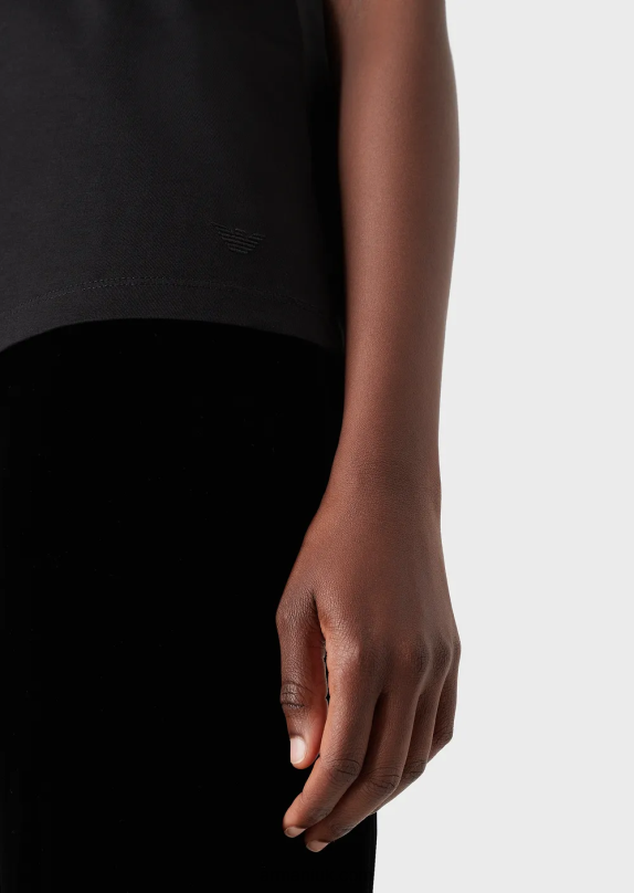 Pima-Jersey Crew-Neck T-Shirt Women VP6Z8489 Armani Black