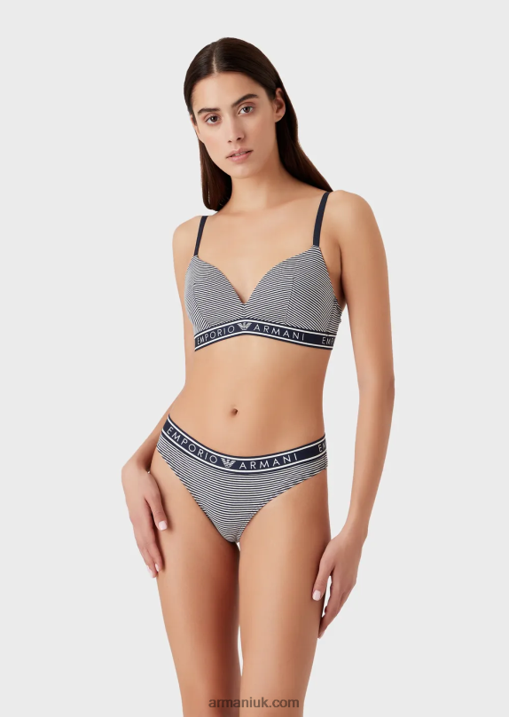 Padded Triangle Bra With Printed Pattern Women VP6Z8132 Armani Striped