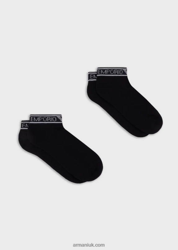 Two-Pack Of Terrycloth Ankle Socks With Sporty Logo Women VP6Z8182 Armani