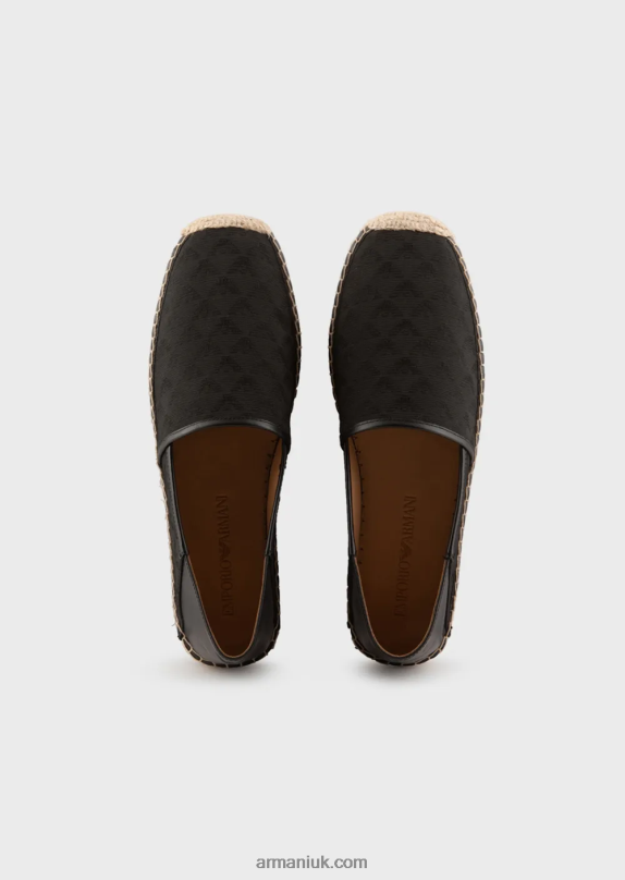 Fabric Espadrilles With All-Over Jacquard Eagle Men VP6Z81850 Armani Black