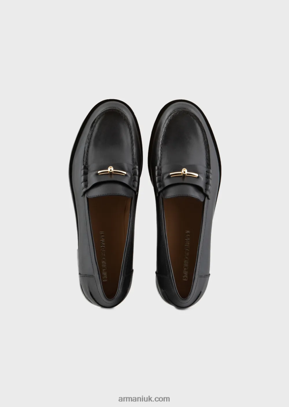 Polished Leather Loafers With Stirrup Women VP6Z8503 Armani Black