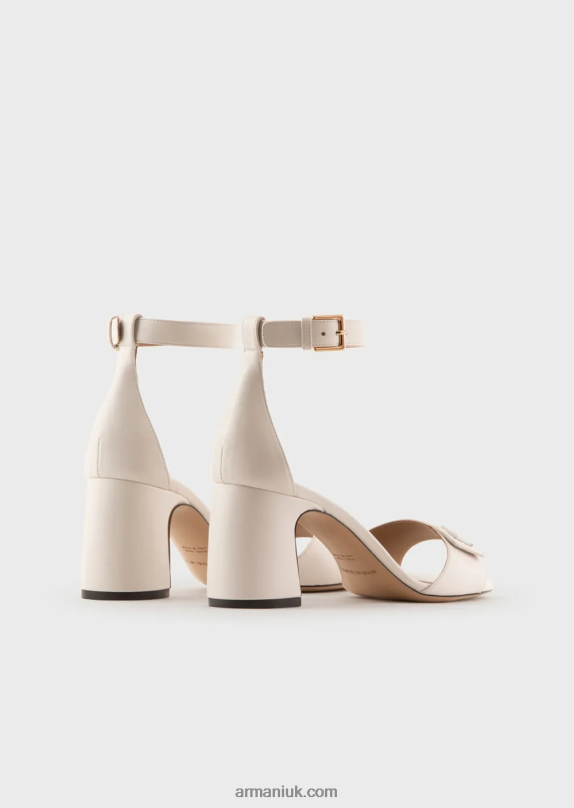 Nappa-Leather Heeled Sandals With Ea Logo Women VP6Z8513 Armani Milky White
