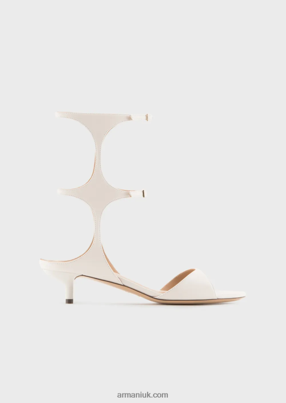 Sandals With Nappa-Leather Geometric Leg And Heel Women VP6Z8526 Armani Milky White