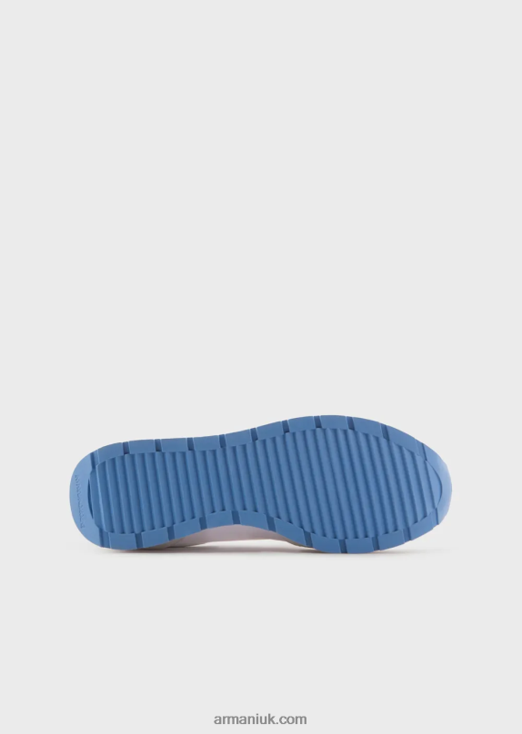 Suede And Nylon Sneakers With Oversized Eagle Women VP6Z8565 Armani White